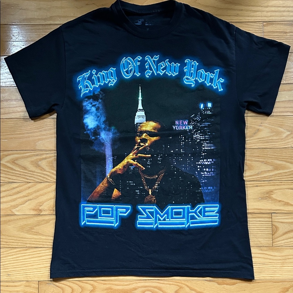 Pop Smoke King of New York Meet the Whoo Black Graphic T-Shirt Medium